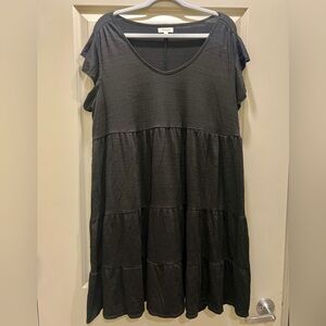 Max Studio Black Tiered Babydoll Dress 1X Plus Size Ruffle Sleeves